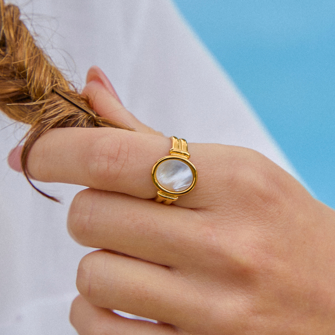 Anel Medalha em Madrepérola