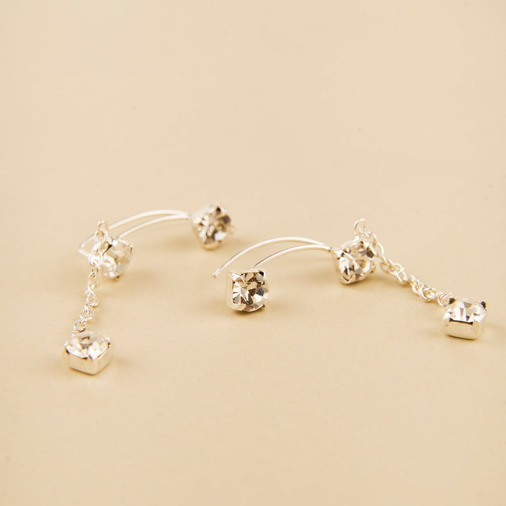 Brincos Corridos 2 Zircónias e Pendente