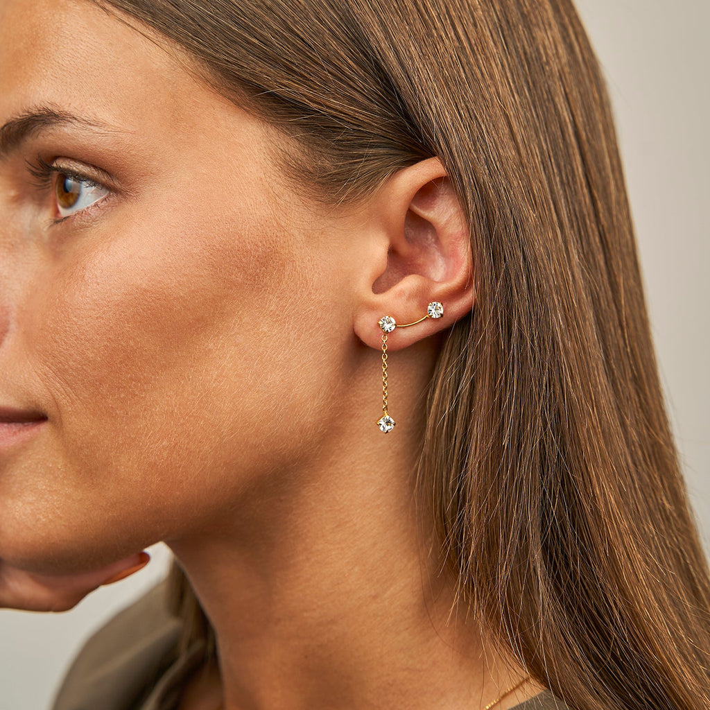 Brincos Corridos 2 Zircónias e Pendente