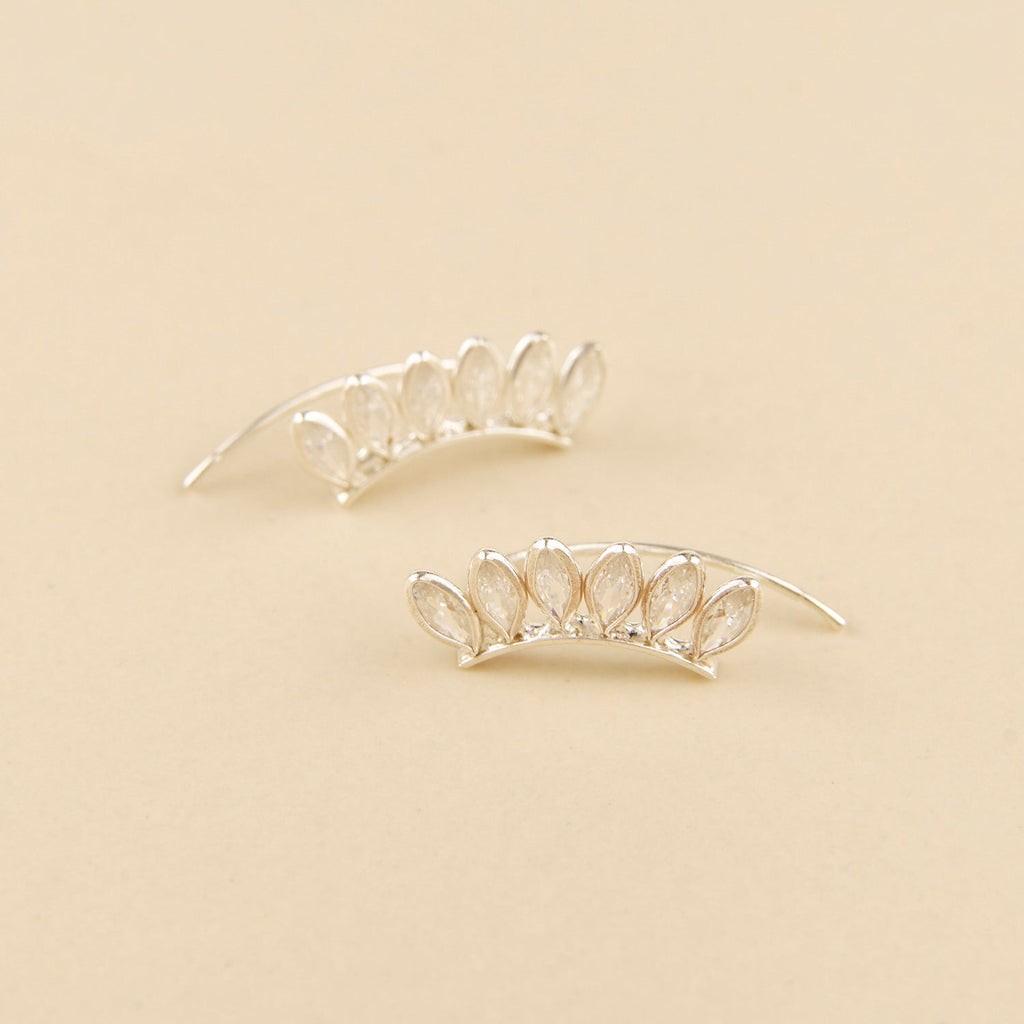 Brincos Corridos Pétalas Zircónias