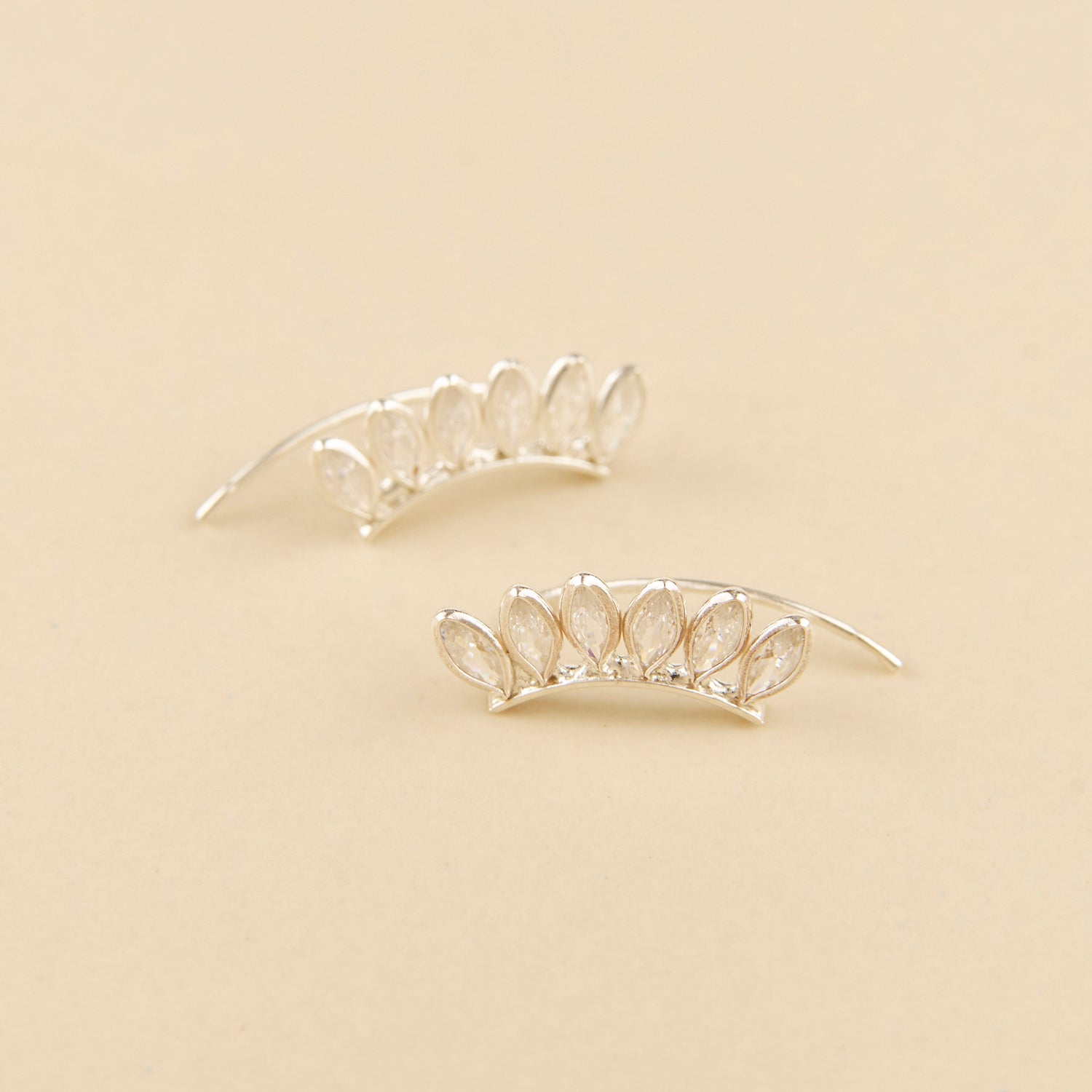 Brincos Corridos Pétalas Zircónias