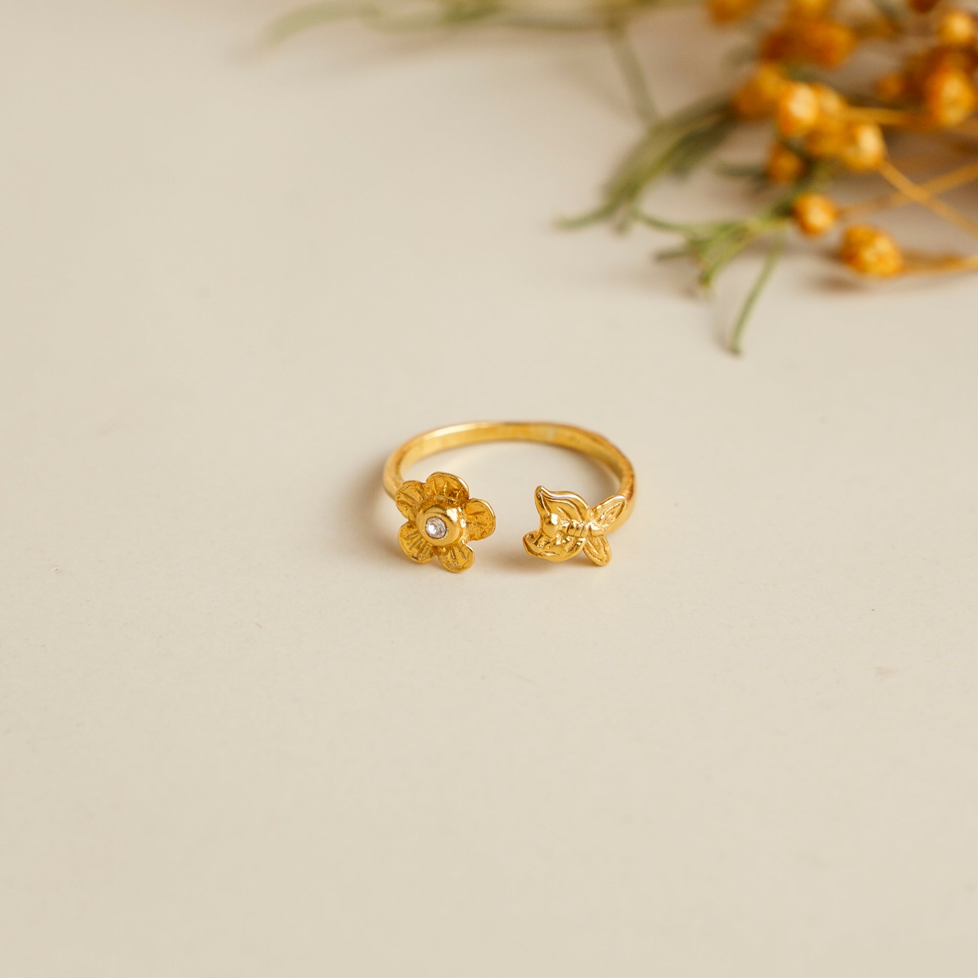 Anel Borboleta e Flor